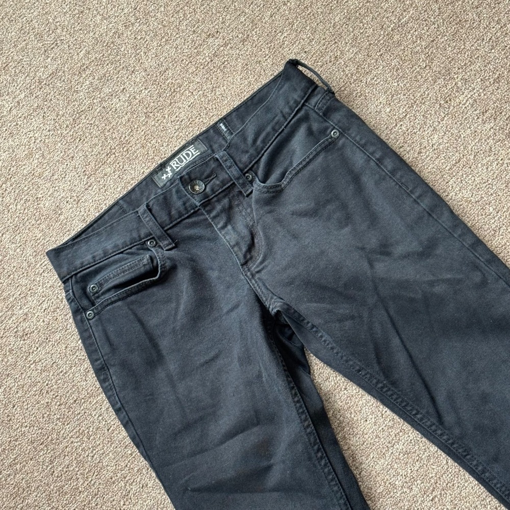 Rude Mens‎ Skinny Jeans Black Raw Hem Denim Pants 28x30 10573412